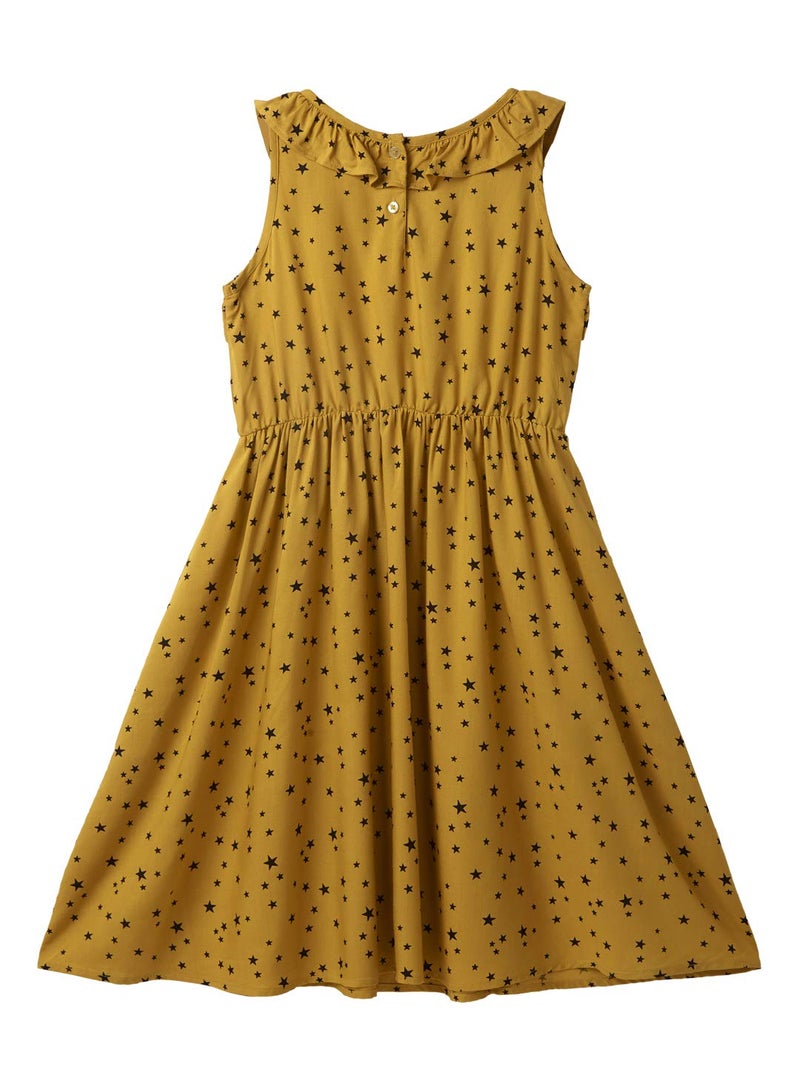 Cub McPaws Girls' Yellow Star Pattern Midi Dress - Image 2